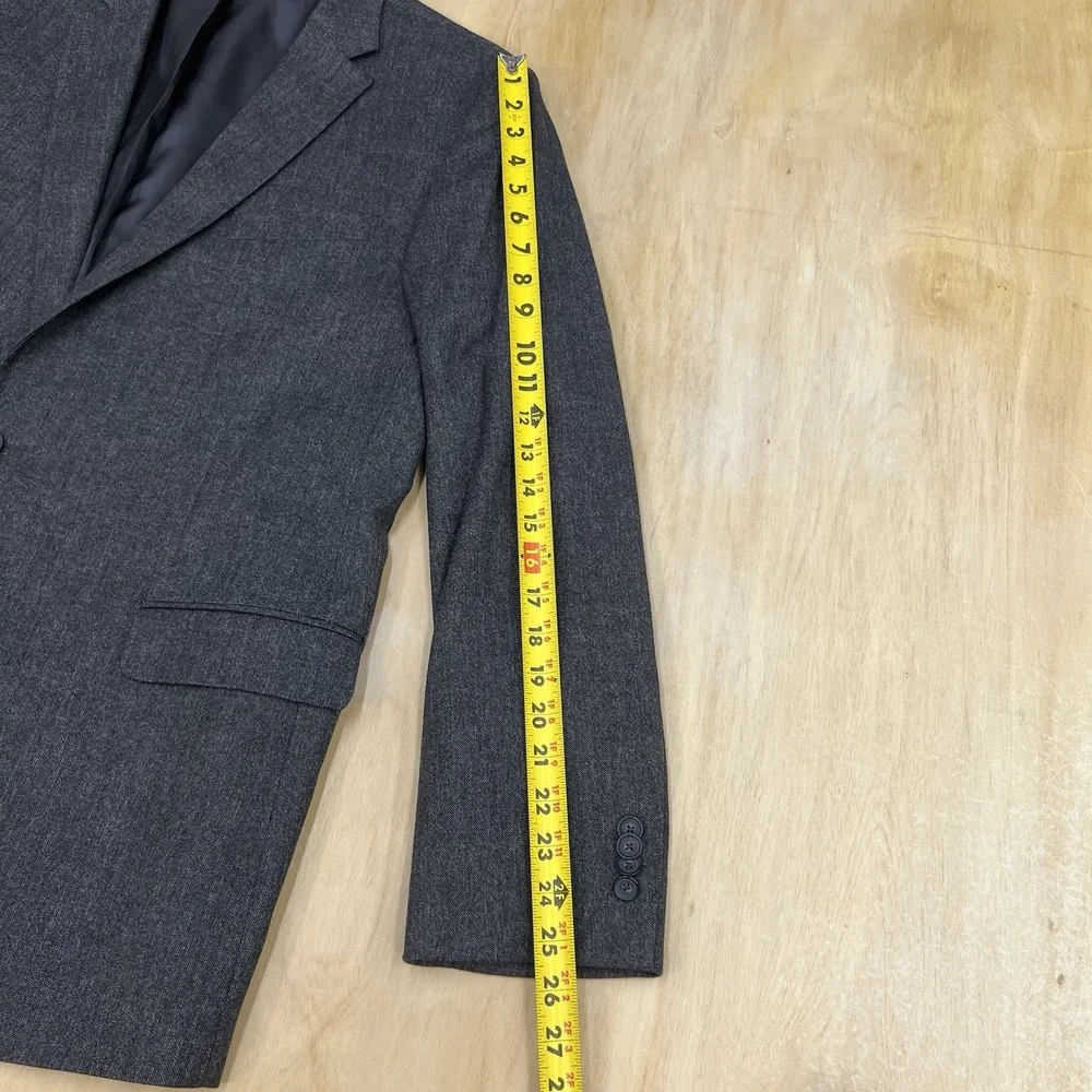 Kenneth Cole Blazer Mens 46L Long Slim Fit Wool Cotton Stretch Brown Flannel